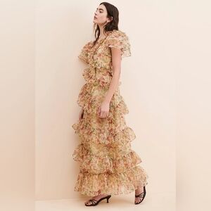 Selkie The Elfin Multicolor Ruffle Maxi Dress